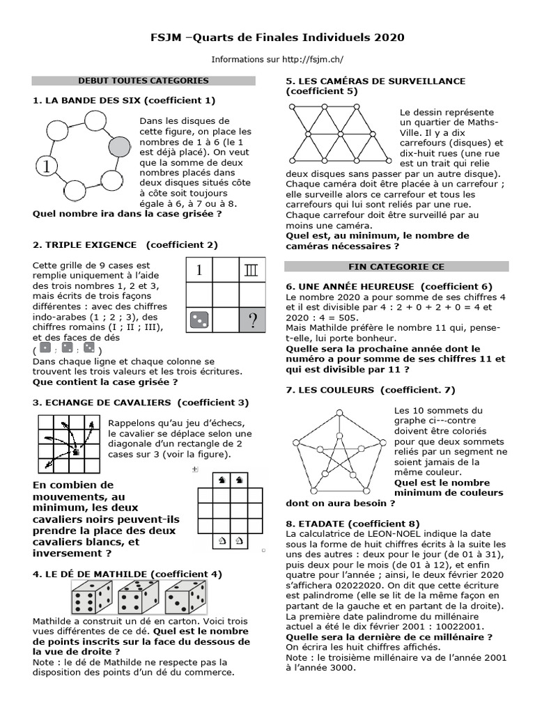Problèmes mathématiques FSJM 2020 | PDF | Échecs