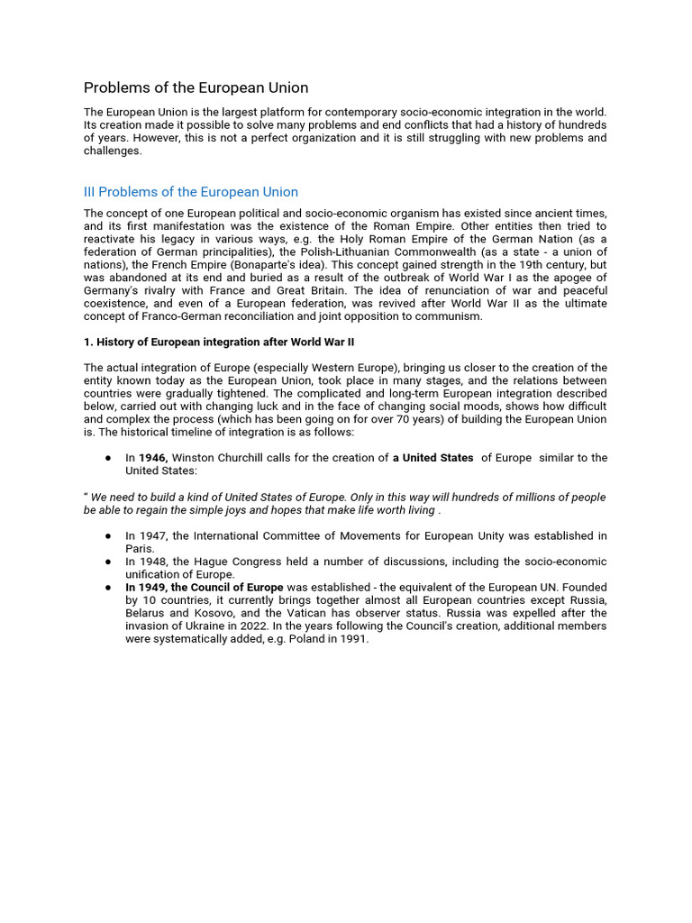Problems of The European Union | PDF | Enlargement Of The European ...