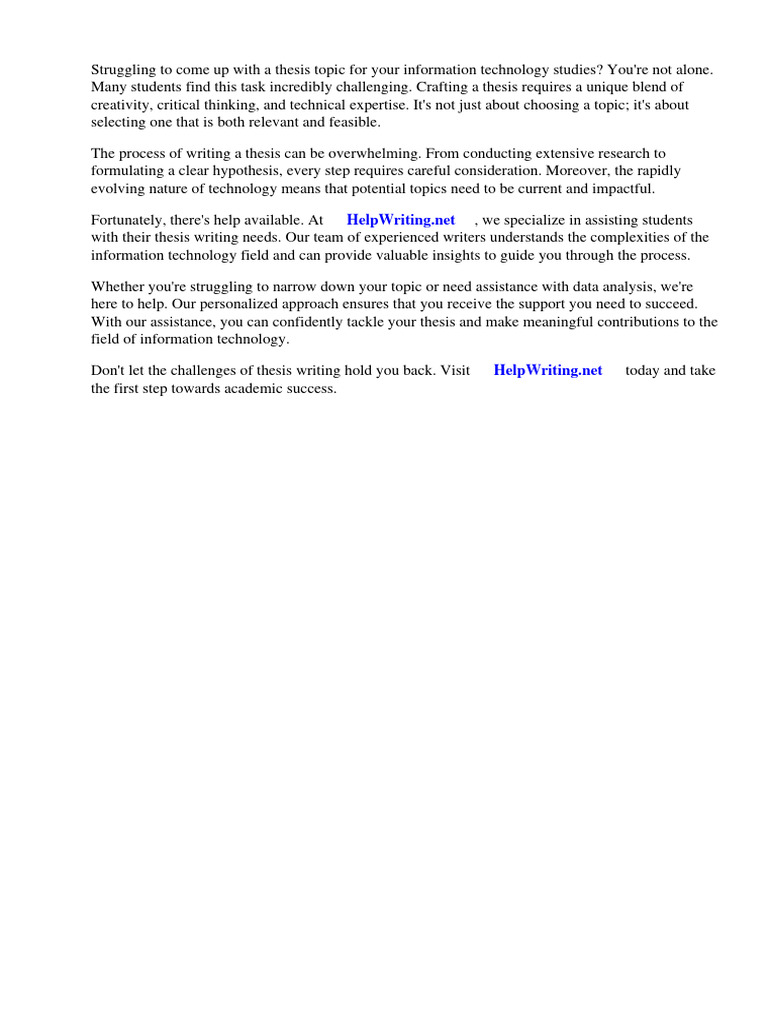Thesis Topic For Information Technology Students | PDF