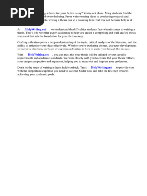 Fiction Essay Thesis Examples