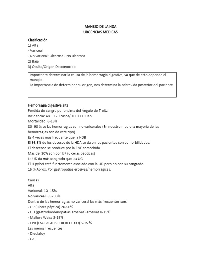 Manejo de La Hda PDF | PDF | Medicina CLINICA | Especialidades Medicas