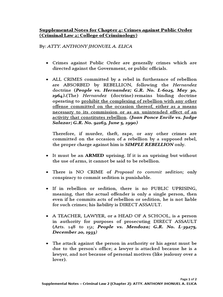 Criminal Law: Crimes Against Public Order | PDF | Assault | Crimes