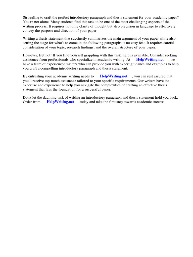 Introductory Paragraph and Thesis Statement Examples | PDF | Essays ...