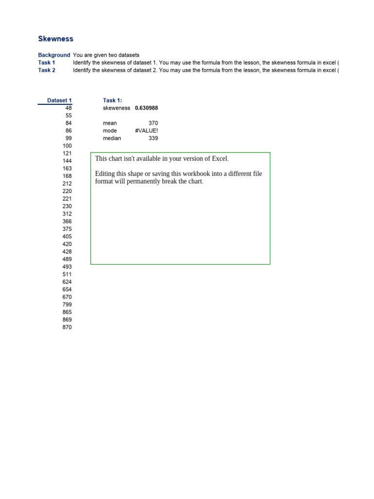 6 skewness exercise xlsx pdf microsoft excel skewness