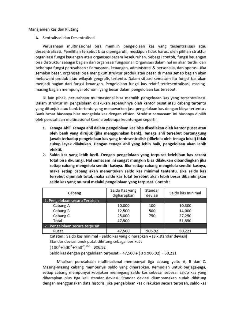 Pengelolaan Kas Multinasional | PDF