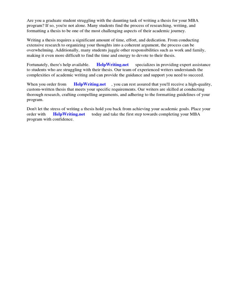 Do mba programs require a thesis pdf master of business