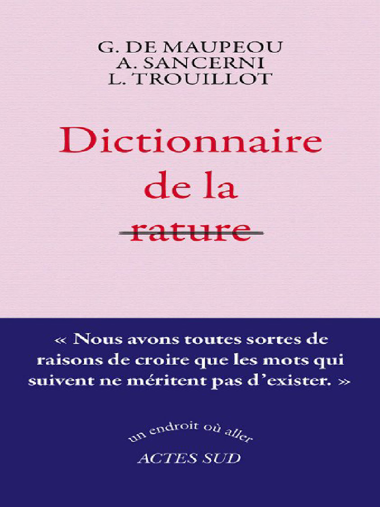 Dictionnaire de la Rature: Un Lexique Subversif | PDF | Amour | Dettes