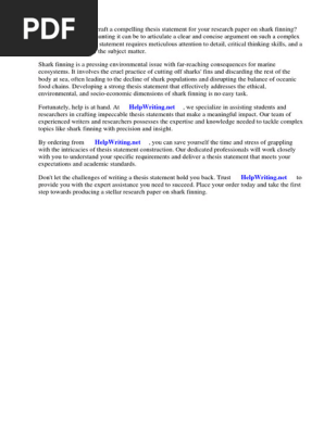 Thesis Statement for Shark Finning