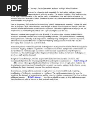 Thesis Statement Worksheet High School