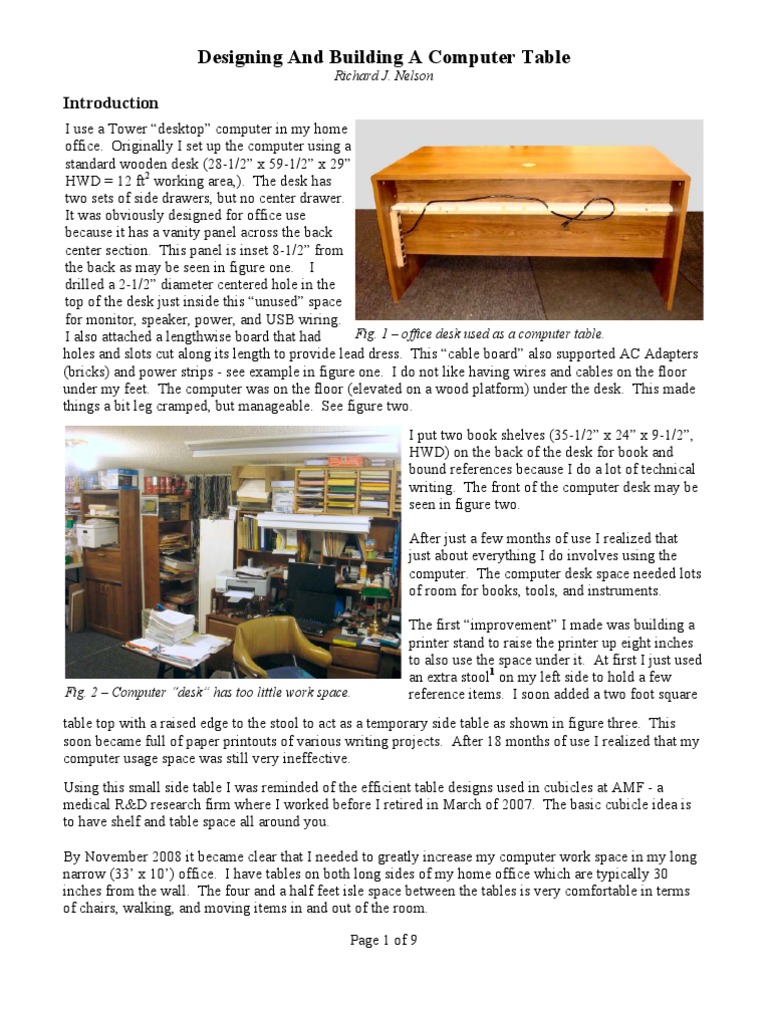 Designing and Building A Computer Table | PDF | Desk | Screw