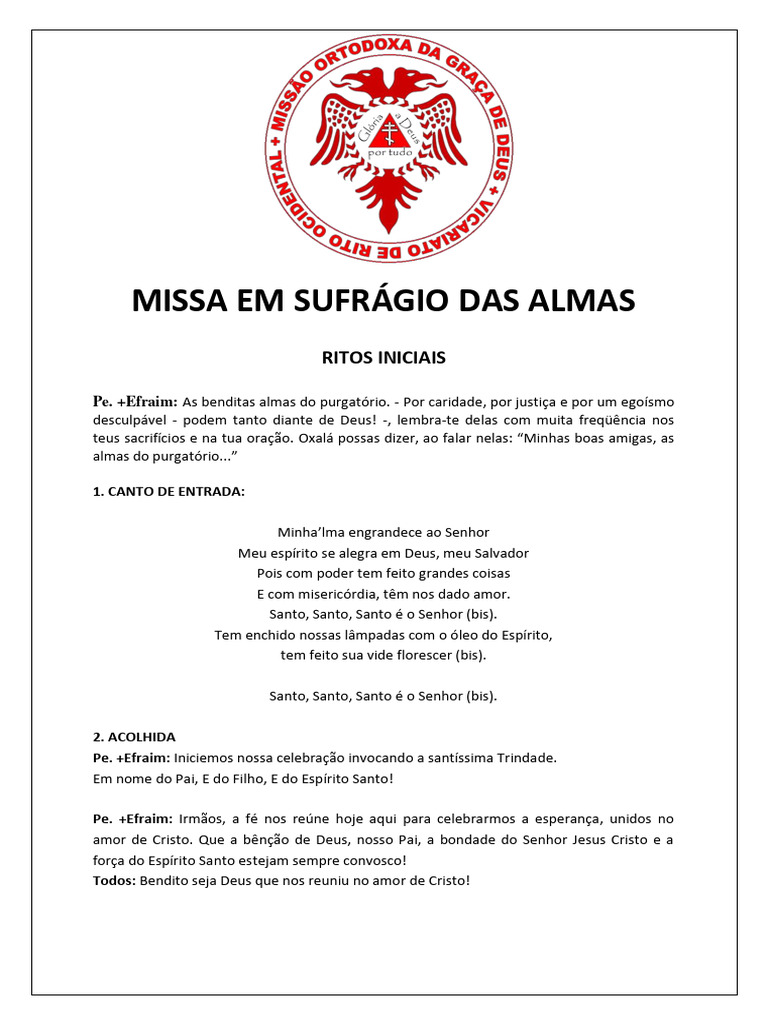 Missa em Sufrágio das Almas | PDF | Oração | Eucaristia