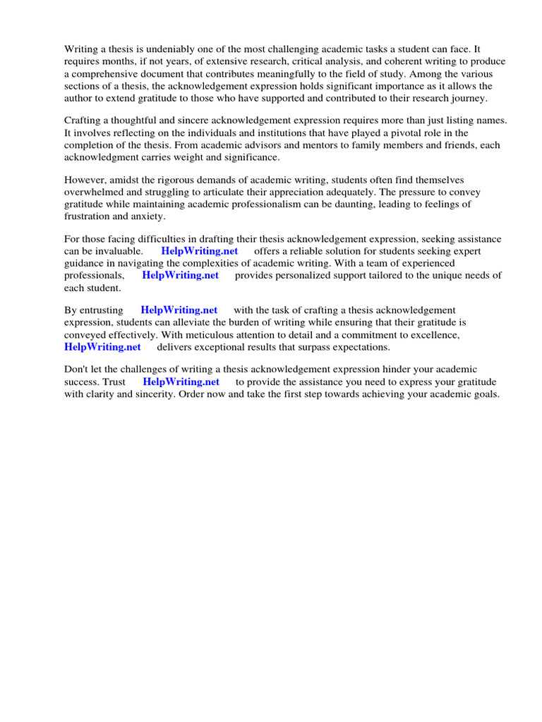 Thesis Acknowledgement Expression Pdf