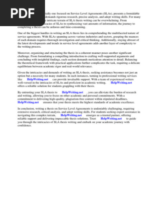 Service Level Agreement Thesis