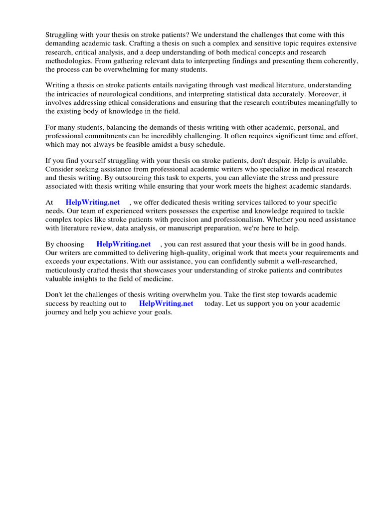 Thesis Stroke Patients Pdf Stroke Clinical Medicine