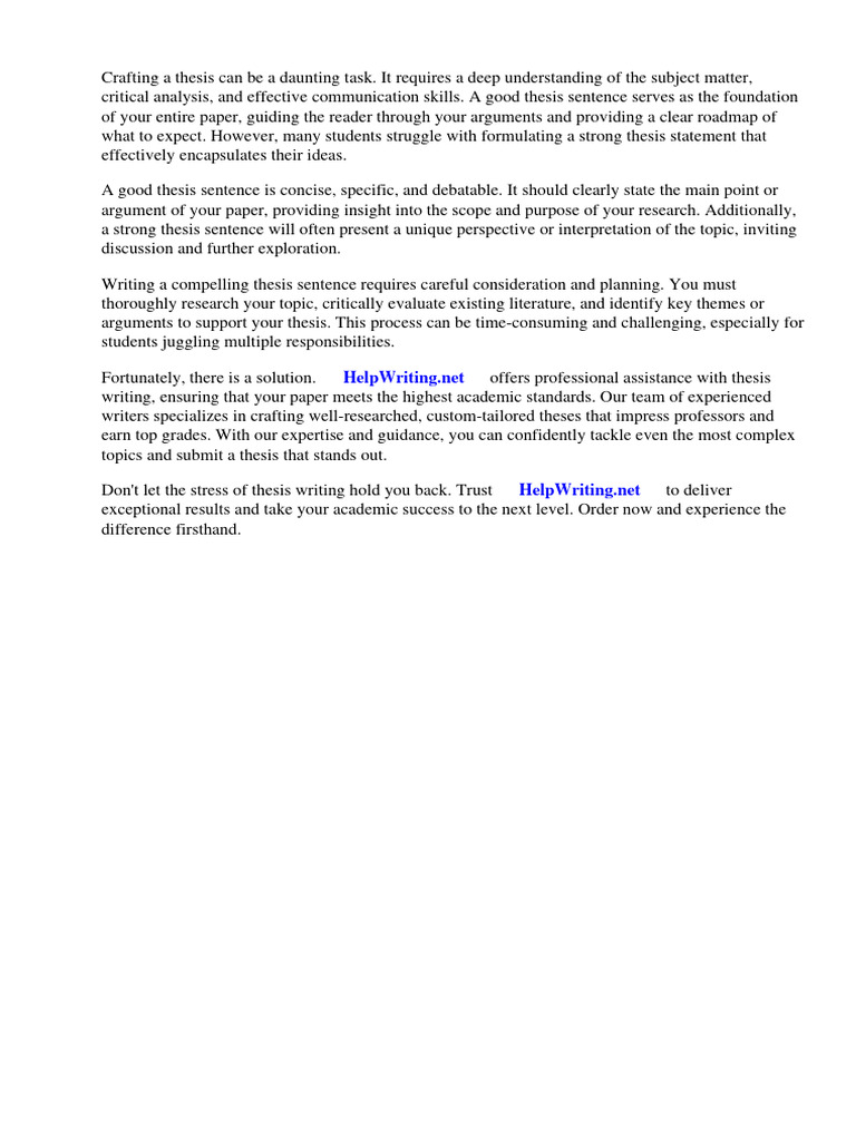 What does a good thesis sentence look like pdf essays thesis