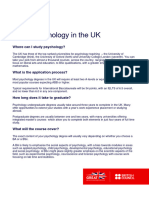 Study UK Psychology Subject Fact Sheet A4 Portrait