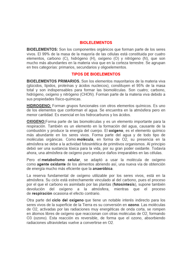 BIOLELEMENTOS | PDF