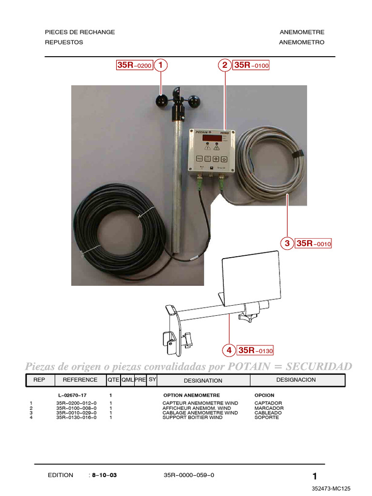 Anemometer Replacement Parts List | PDF