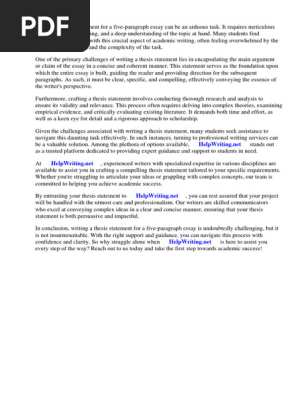 Thesis Statement for Five Paragraph Essay