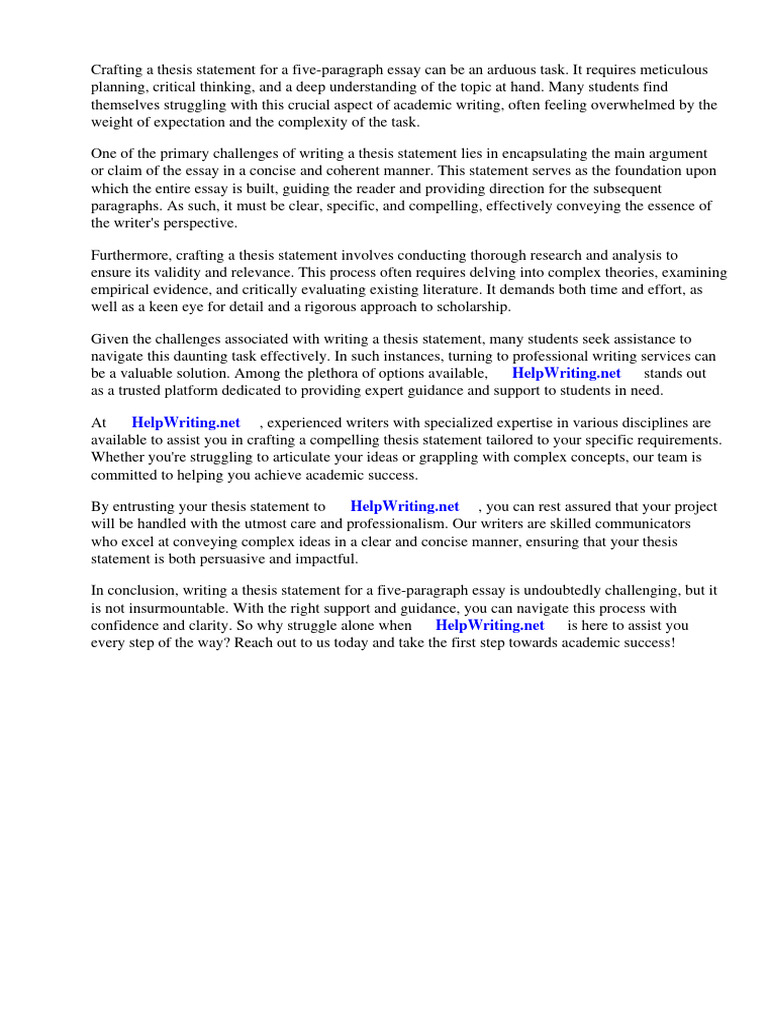 Thesis Statement For Five Paragraph Essay | PDF | Essays | Thesis