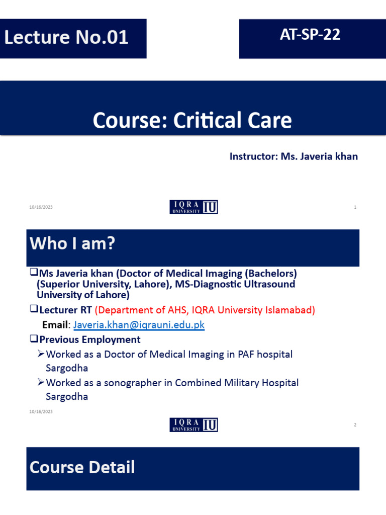 Critical Care Course Overview and Objectives | PDF | Intensive Care ...
