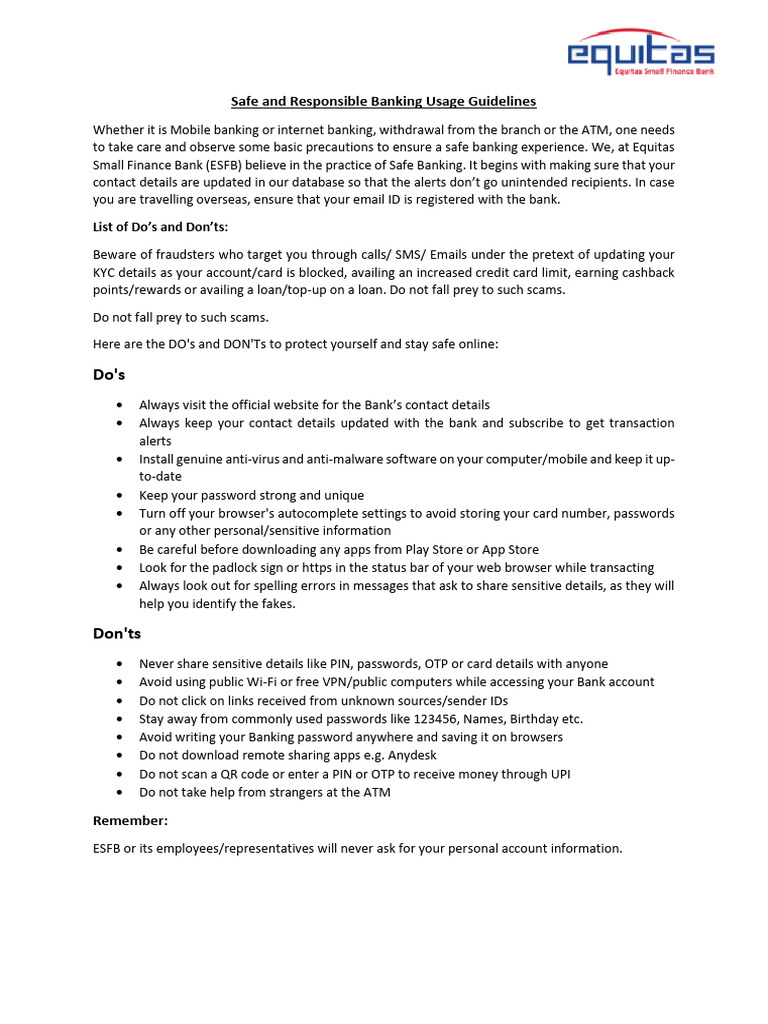 Safe Banking Guidelines and Best Practices | PDF | Password | Personal ...