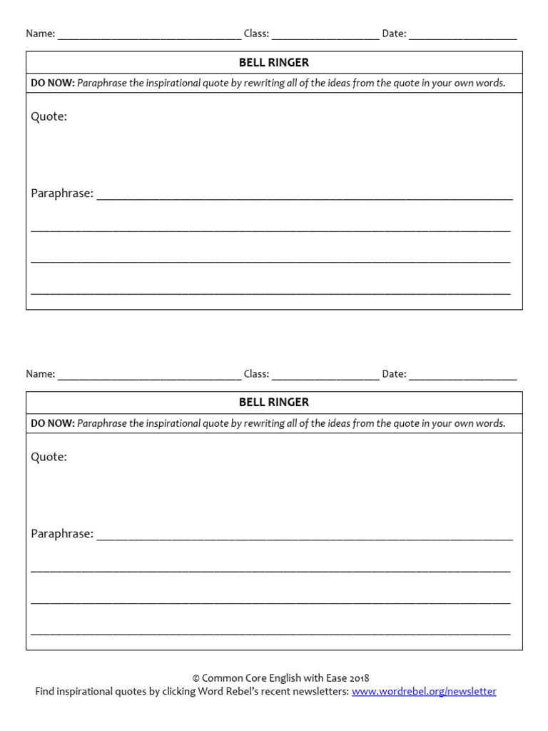 Bell Ringer Template PDF