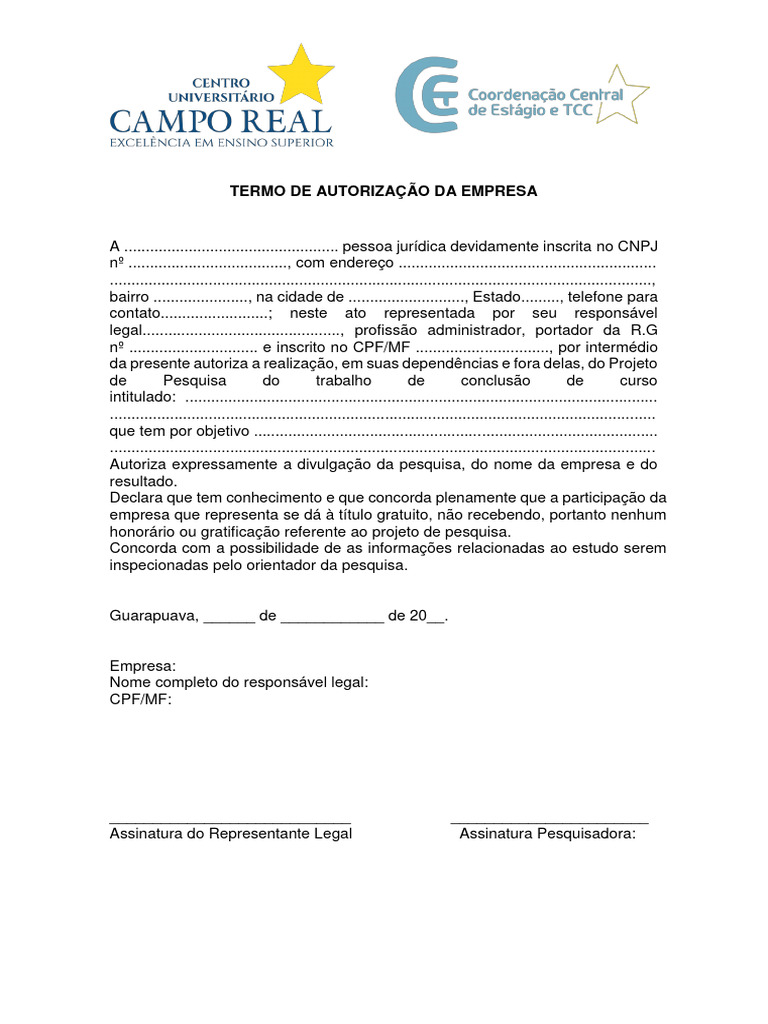 Termo de Autorização Da Empresa (2) | PDF