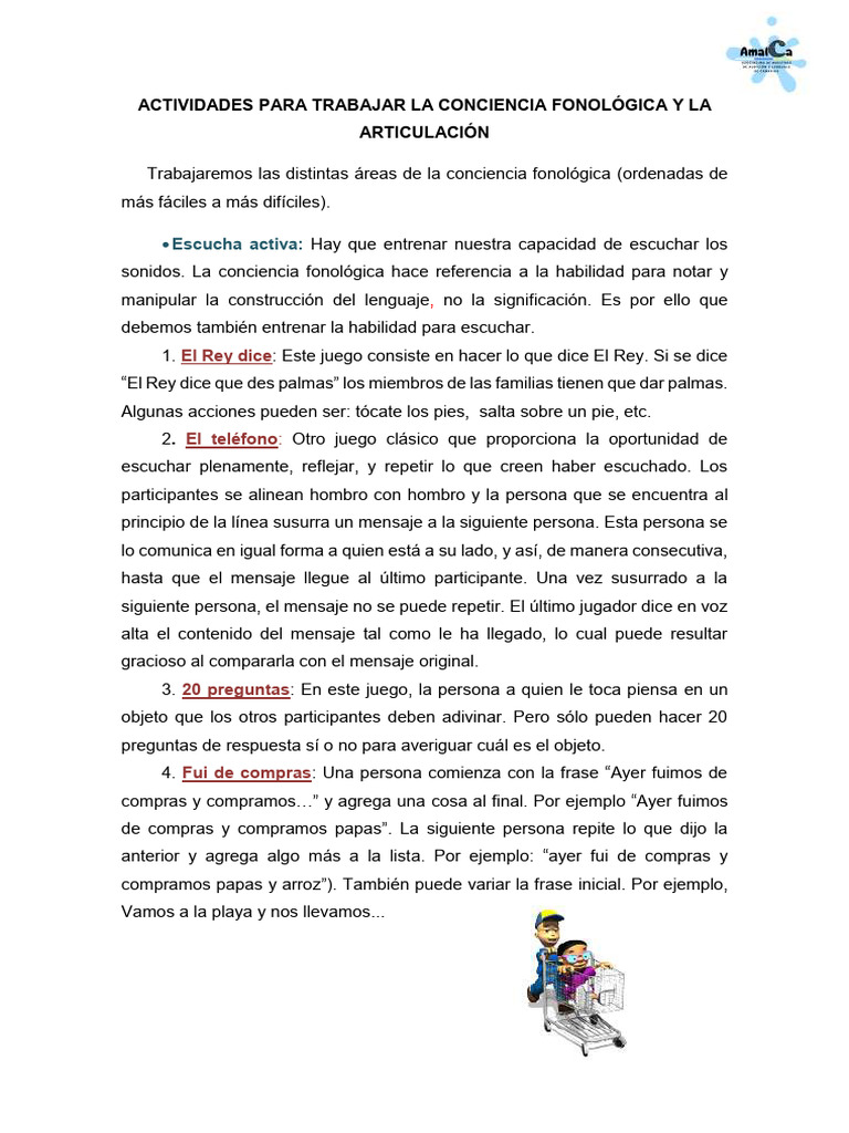 Actividades de Conciencia Fonológica | PDF | Palabra | Sílaba