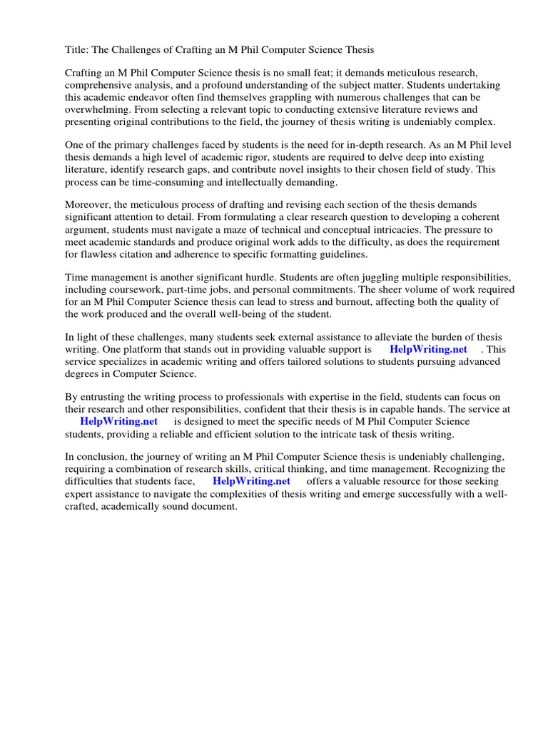Sample m Phil Computer Science Thesis | PDF | Computer Science | Thesis