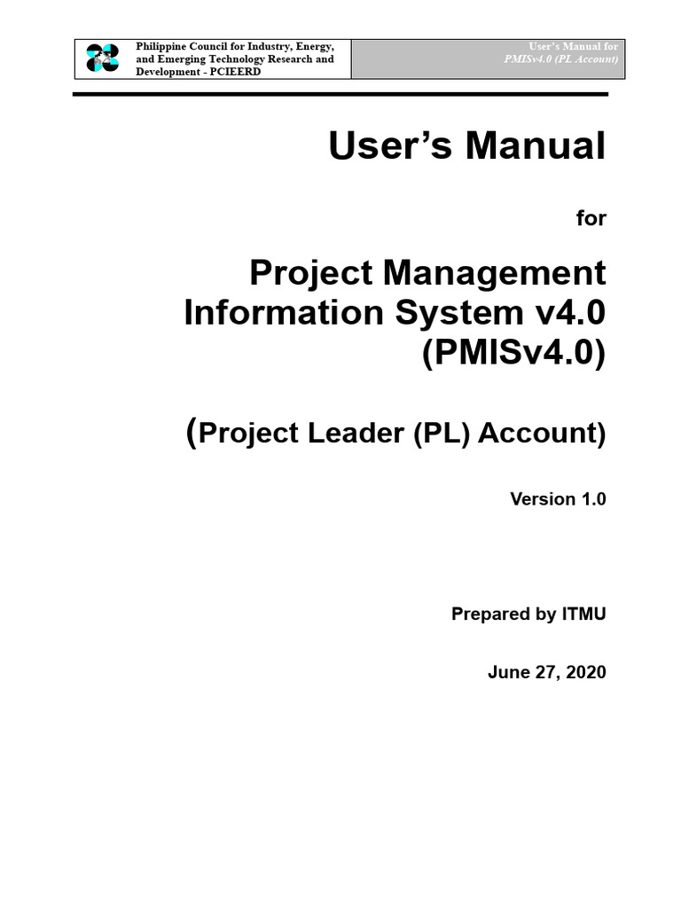 PMIS v4.0 User Manual for Project Leaders | PDF | World Wide Web ...