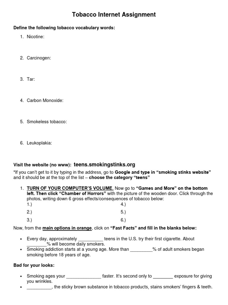 Tobacco Internet Assignment 2017 | PDF | Cigarette | Tobacco Smoking