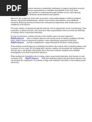Thesis Preschool Education