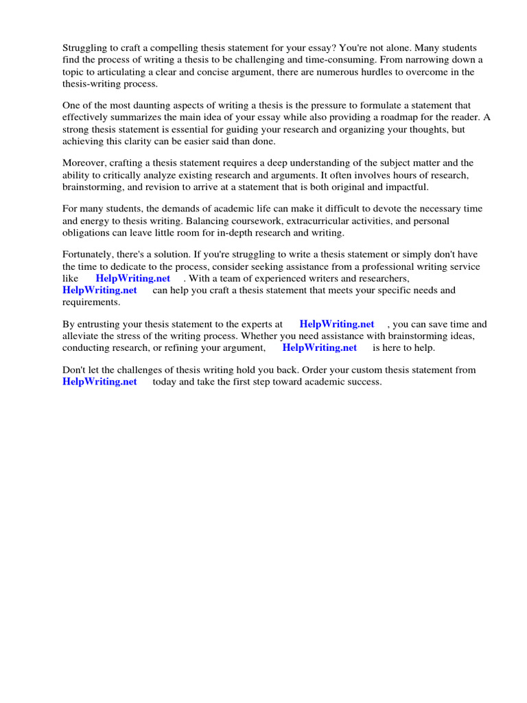 Sample of Essay With Thesis Statement | PDF | Essays | Thesis