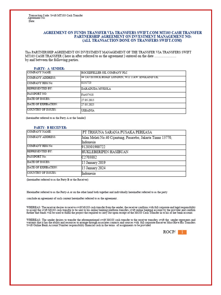 MT 103 | PDF | Investing | Banks