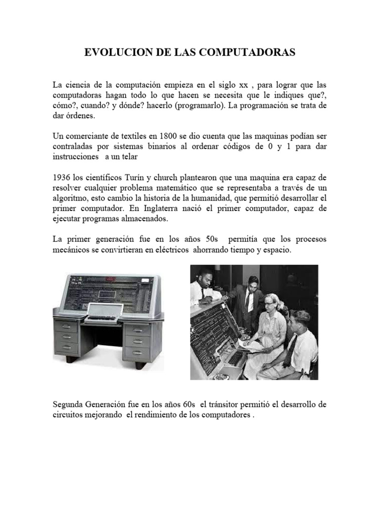 Evolucion de Las Computadoras | PDF | Ciencias de la Computación ...