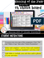8th Grade Choice Board Project