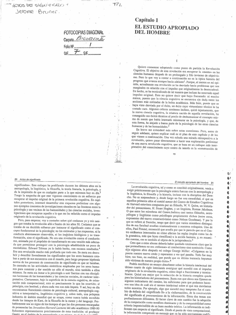 Bruner, J. (1995) - Cap. 1. El Estudio Apropiado Del Hombre | PDF