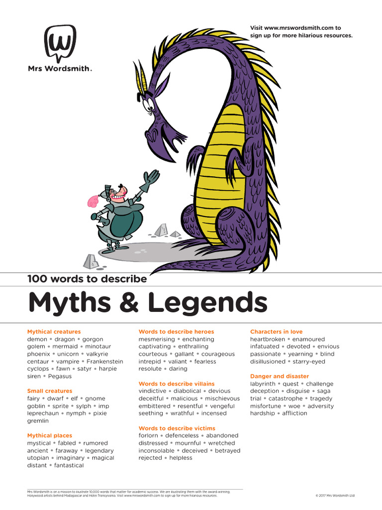 Vocabulary for Myths and Legends | PDF | General Fiction
