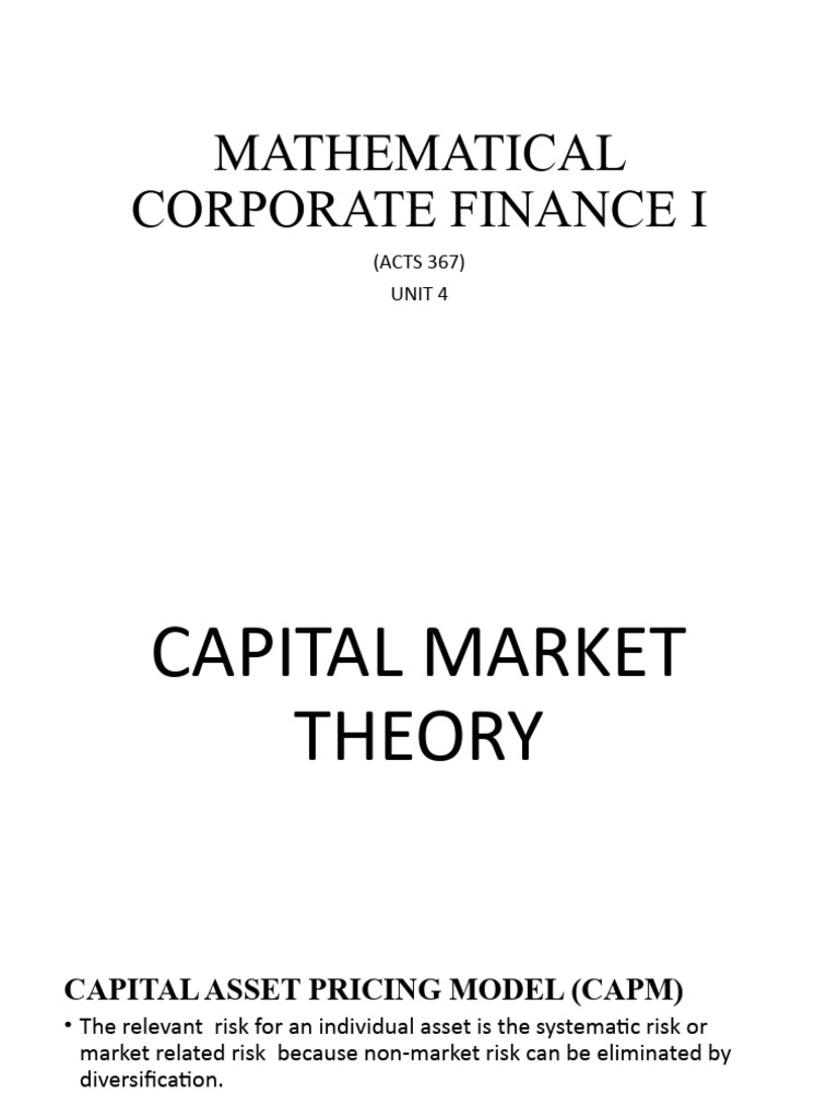 CAPM and Capital Market Theory Explained | PDF | Capital Asset Pricing ...