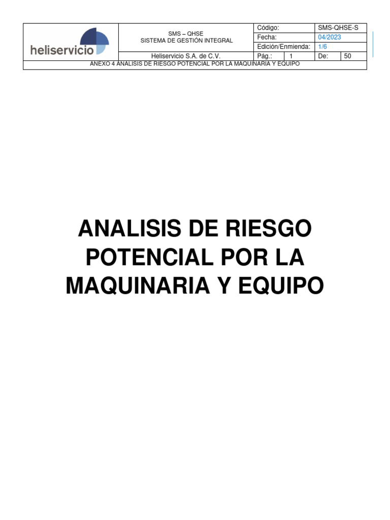 Análisis de Riesgo en Maquinaria y Equipo | PDF | Riesgo | Tornillo