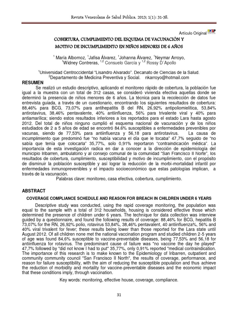 Revista venezolana de salud p blica 2013 1 1 31 38 descargar