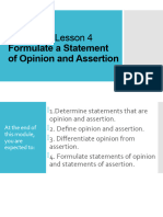 Eng10 - Q1-Lesson-4-Formulate A Statement of Opinion and Assertion