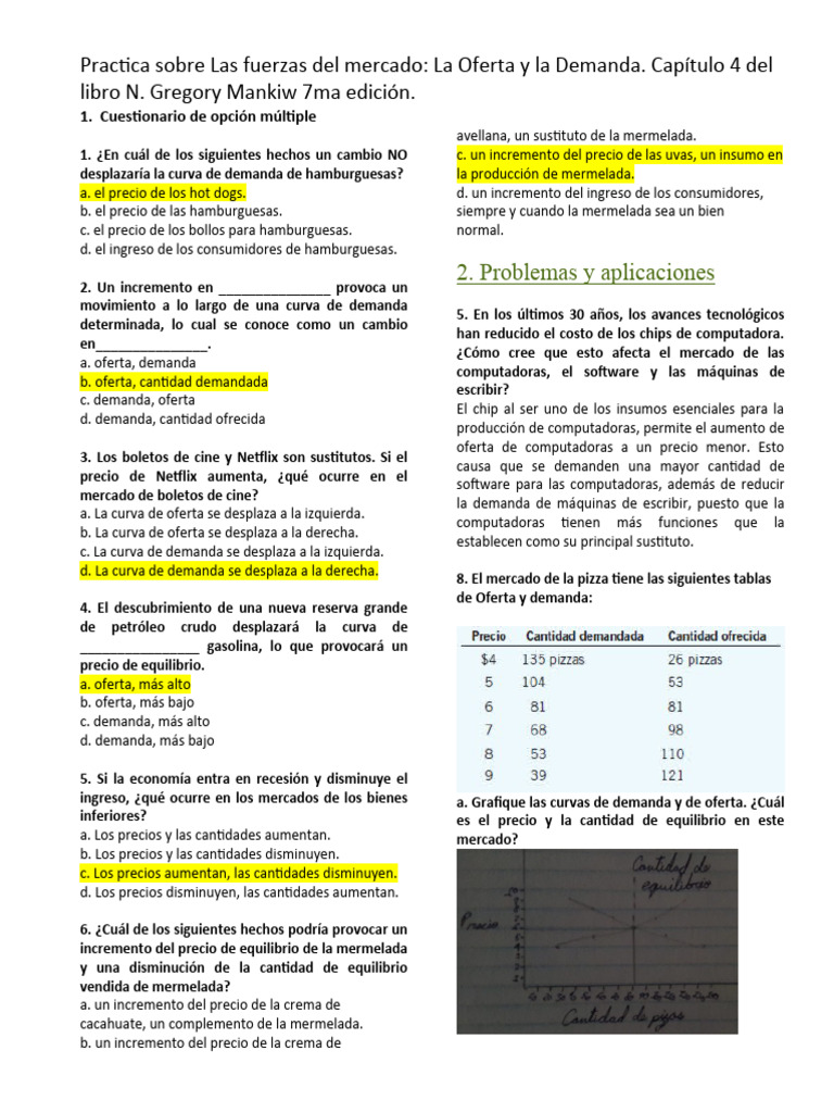 Práctica de Oferta y Demanda | PDF | Oferta (economía) | Precios