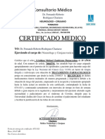 Certificado Medico Cristhian Michael Zambrano Pumaccahua Motivo Justificacion para Estudio Superior