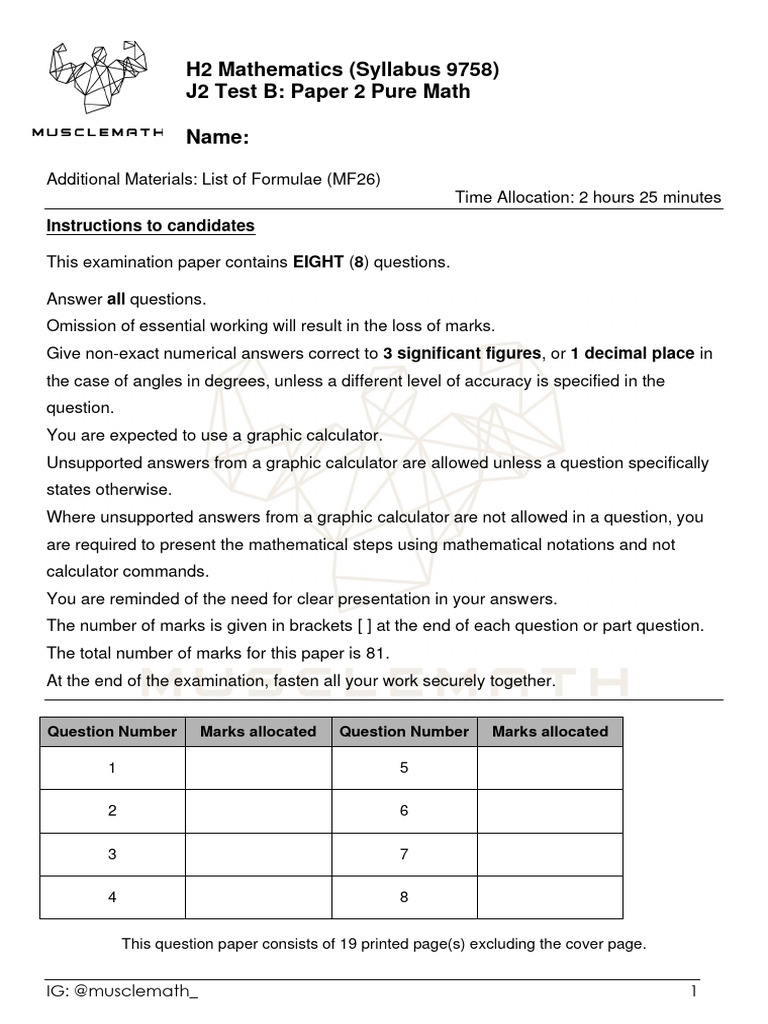 H2 Math Exam Prep Guide | PDF | Infection | Mathematics