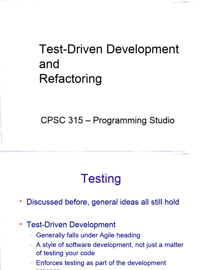 13 TestDrivenDevelopment | PDF | Test Driven Development | Unit Testing