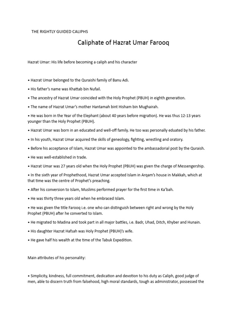 THE RIGHTLY GUIDED CALIPHS | PDF | Umar | Muhammad