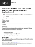 Cambridge IGCSE™ Thai - First Language (0518) - 2022-24 Syllabus - Focus On Assessment - Bangkok, Thailand - Cambridge International