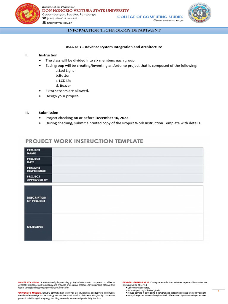 Arduino Project Guidelines and Rubric | PDF | University | Learning